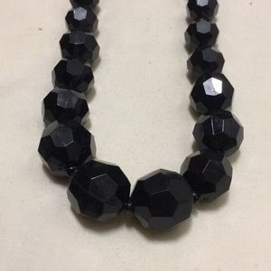 Single strand black beaded necklace